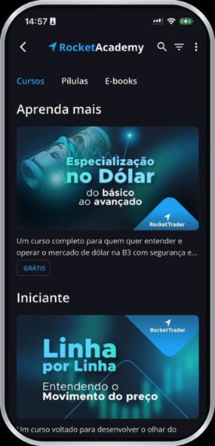 Tela: RocketAcademy - Tela de cursos