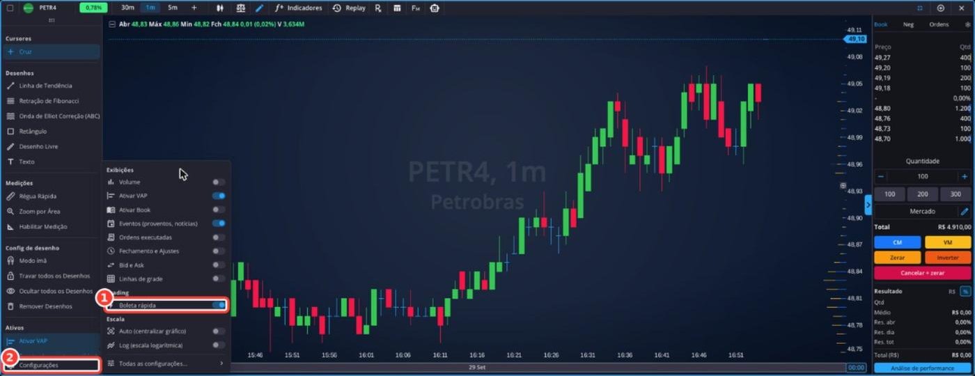 Tela: Configurações do gráfico