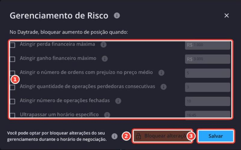 Tela: Gerenciamento de risco