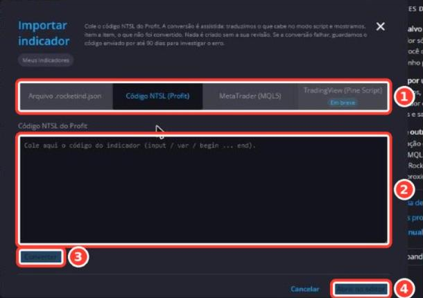 Tela: Importar indicador