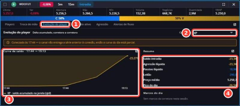 Tela: Painel de Fluxo - Evolução do player
