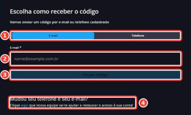 Tela: Esqueci minha senha