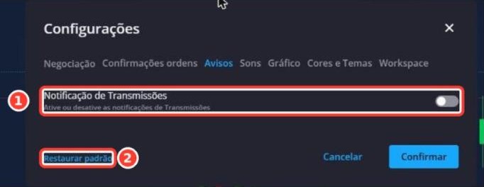 Tela: Configurações › Avisos