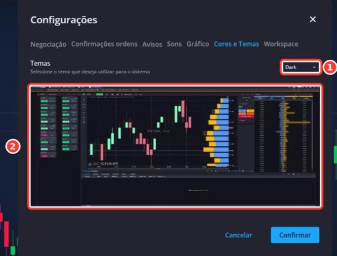 Tela: Configurações › Cores e Temas